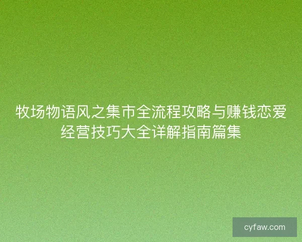 牧场物语风之集市全流程攻略与赚钱恋爱经营技巧大全详解指南篇集